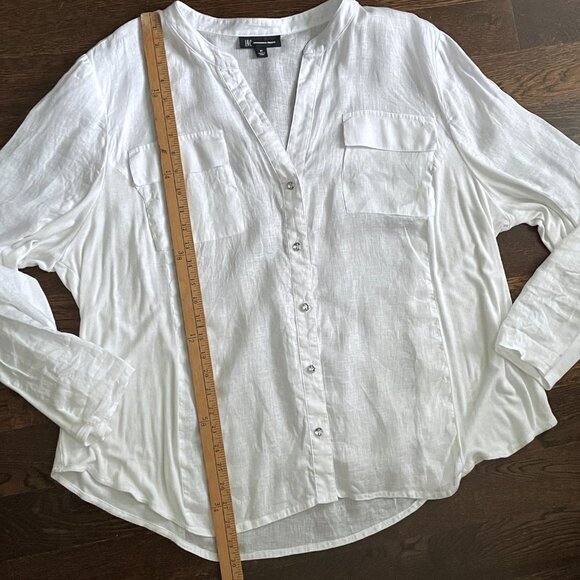 White 100% Linen Shirt Blouse by INC International Concepts-Size 3X - Picture 7 of 13